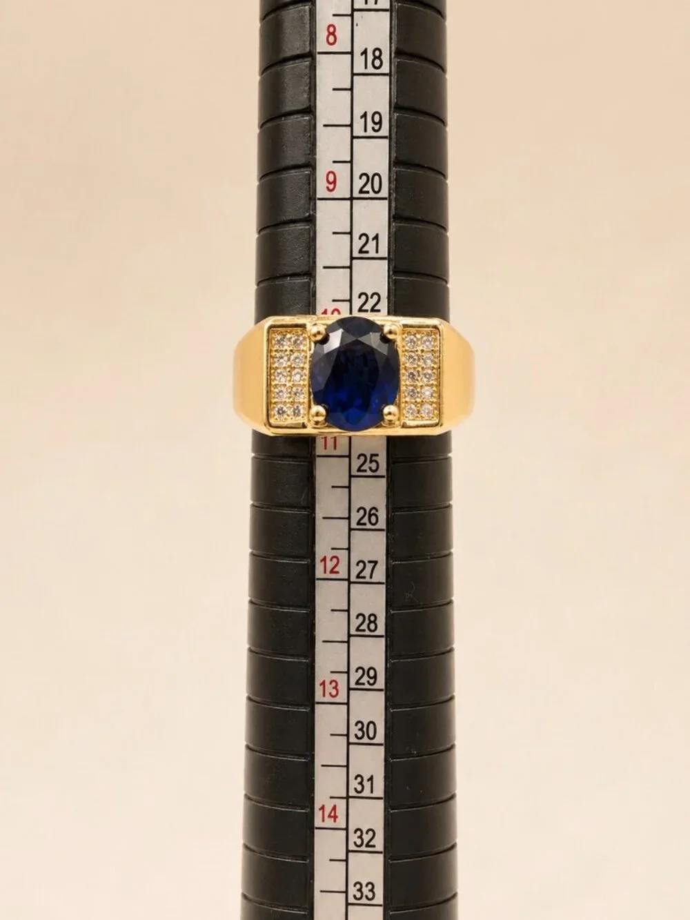 Deep Blue Saphire Statement Ring-14K Gold Plated-Unisex-Brand New